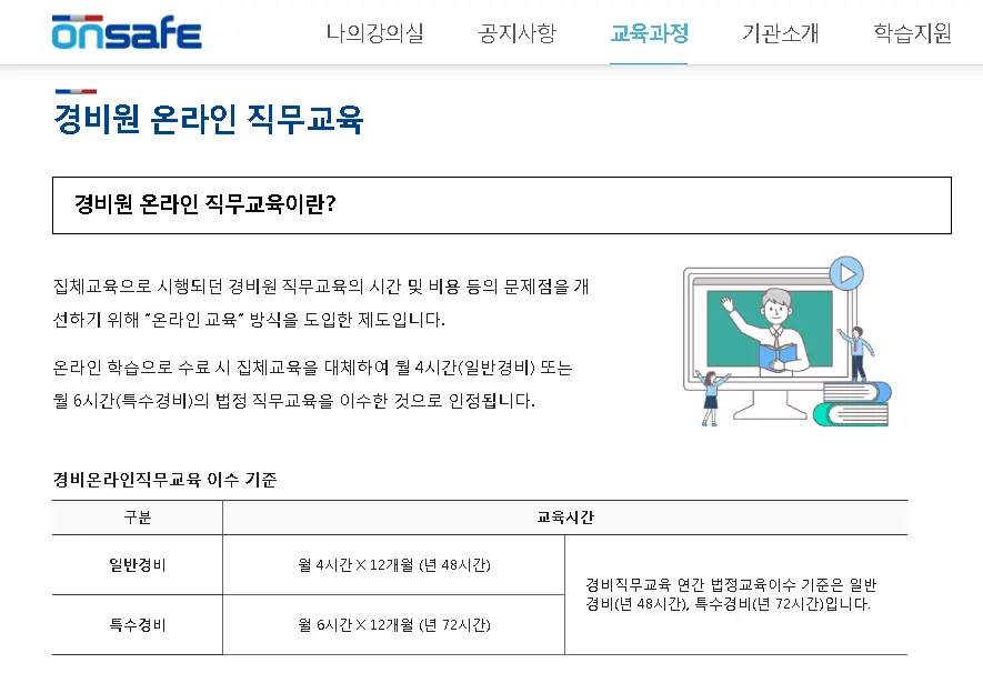 온세이프 경비원 온라인 직무교육 2 1