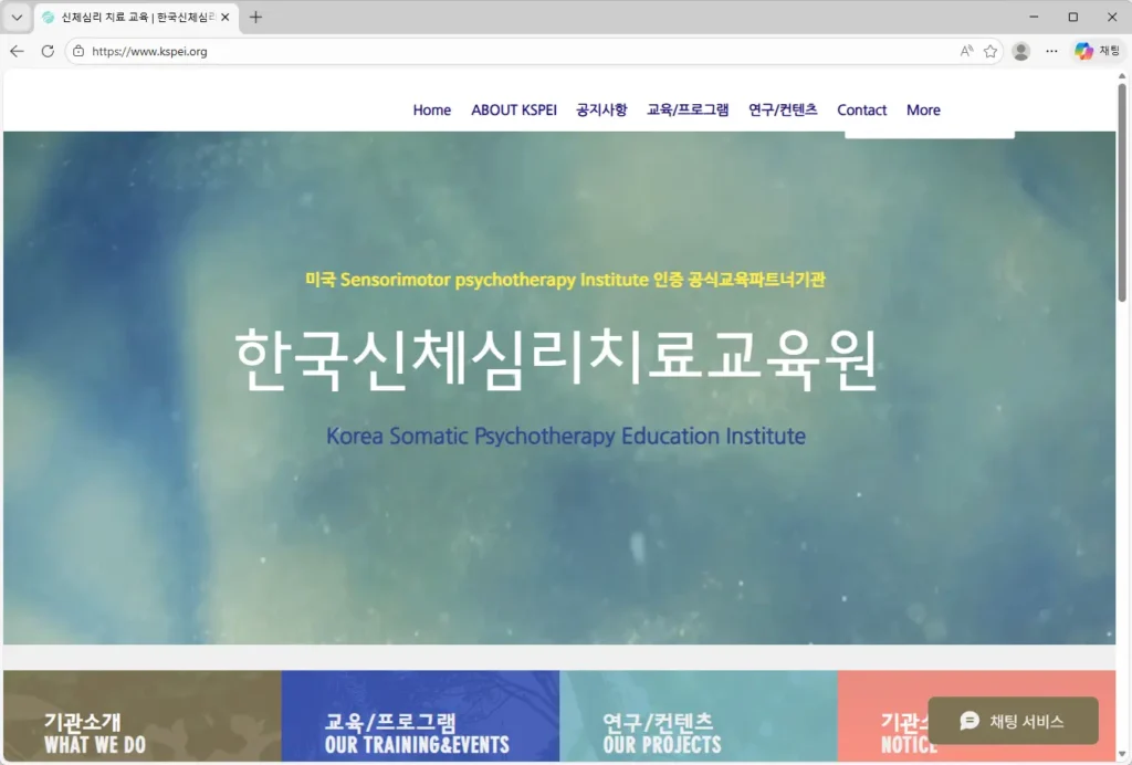 한국신체심리치료교육원-홈페이지