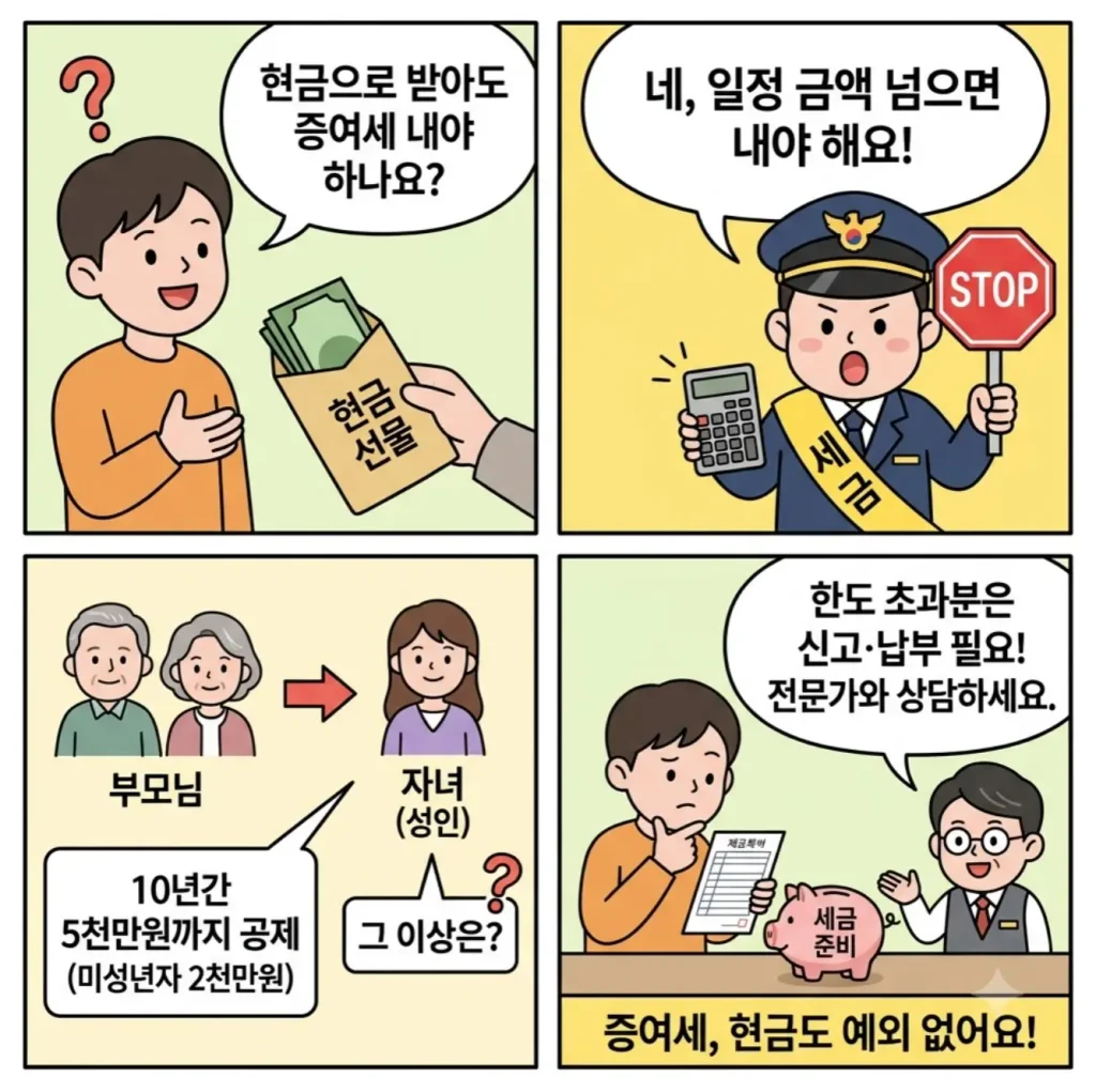 현금으로 증여받은 경우에도 증여세